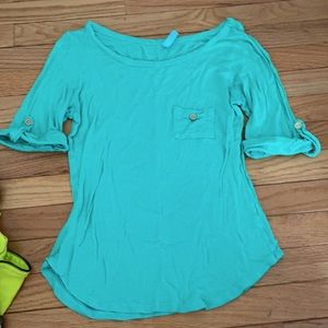 Aqua shirt with cute buttons